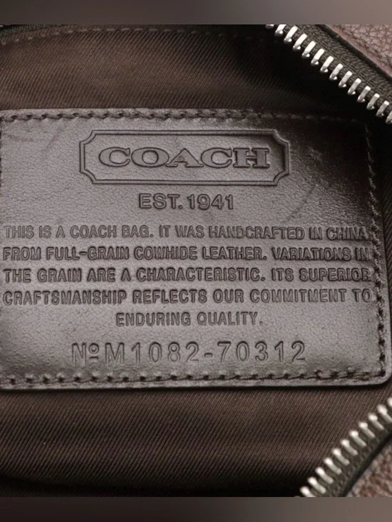 Coach Brown Pebble Grain Leather Web Strap Crossbody Bag - Picture 6 of 9